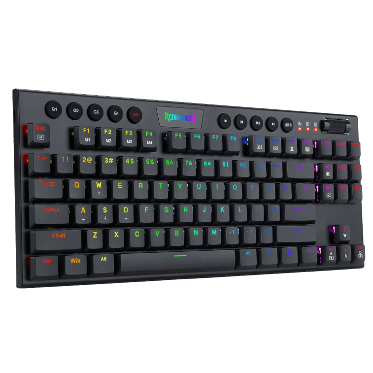 REDRAGON Horus 84Key RGB Red Switch Low Profile Wireless Gaming Mechanical Keyboard – Black
