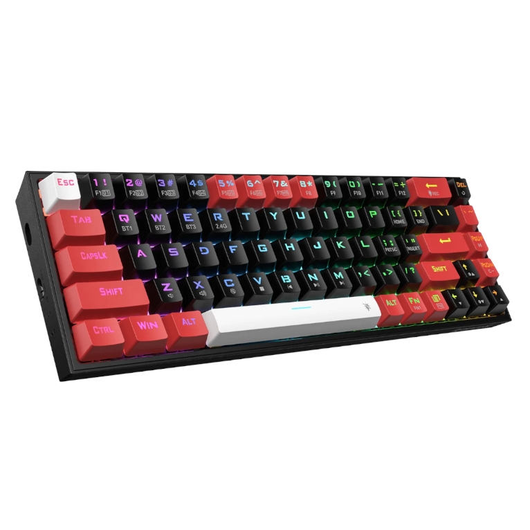 REDRAGON Castor Pro 68Key Wireless Red|Black|White KeyCap Bluetooth RGB Red Switch – Black|Red