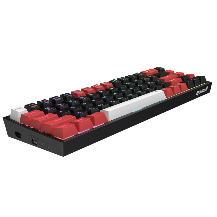 REDRAGON Castor Pro 68Key Wireless Red|Black|White KeyCap Bluetooth RGB Red Switch – Black|Red