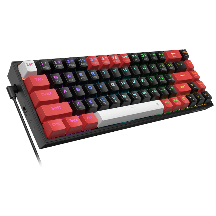 REDRAGON Castor Pro 68Key Wireless Red|Black|White KeyCap Bluetooth RGB Red Switch – Black|Red