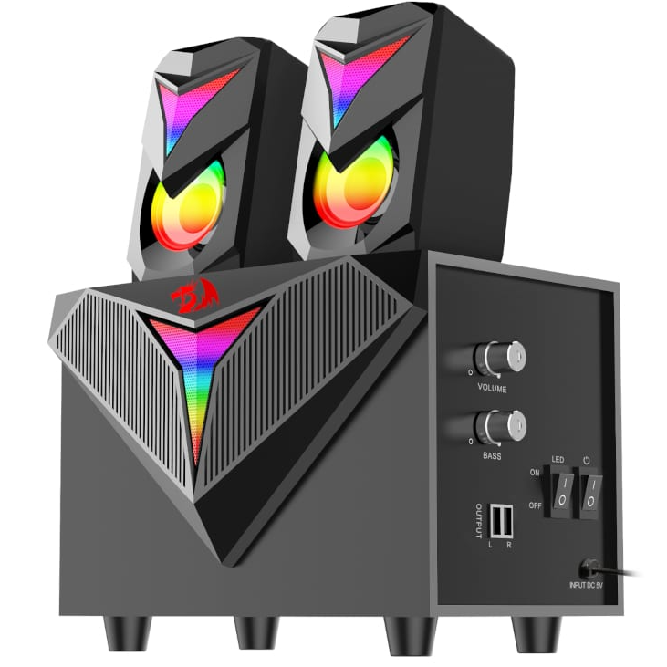 REDRAGON 2.1 Satellite Speaker TOCCATA RGB 11W Gaming Speaker – Black