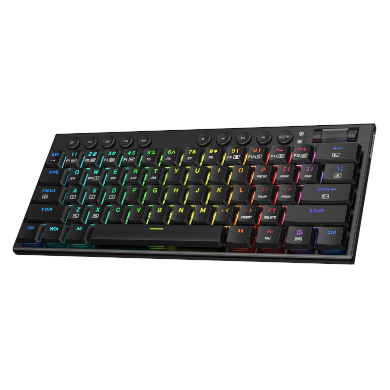 REDRAGON Noctis Pro 61Key Wireless Bluetooth Red Switch RGB Low Profile Gaming Mechanical Keyboard – Black