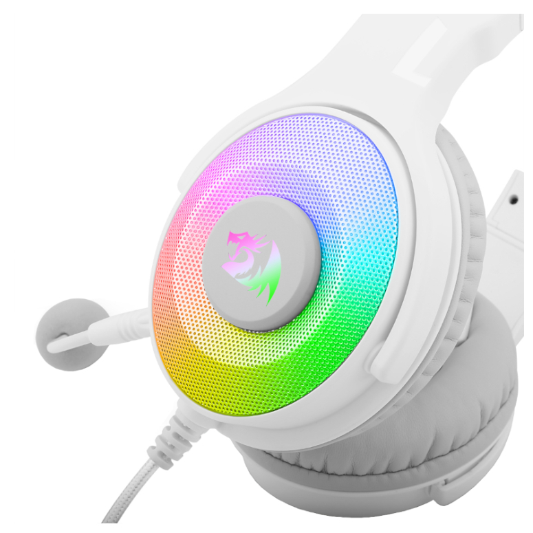 REDRAGON Over-Ear PANDORA USB (Power Only)|Aux (Mic & Headset) RGB Gaming Headset – White
