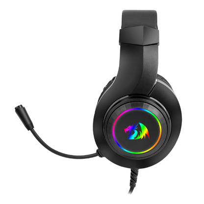 REDRAGON Over-Ear HYLAS Aux (Mic & Headset)|USB (Power Only) RGB Gaming Headset – Black